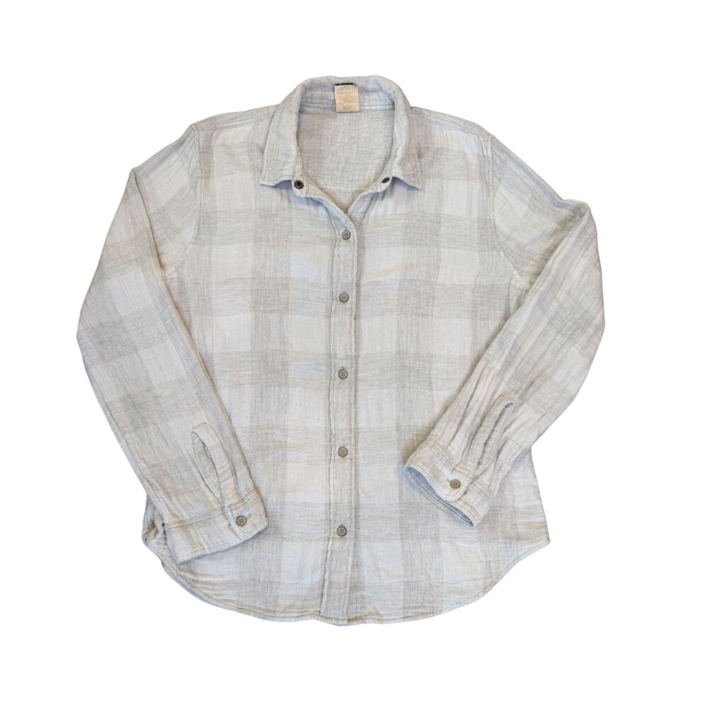 Faherty Reversible Women's Legend Sweater Shirt Button Up Gray/White Size L